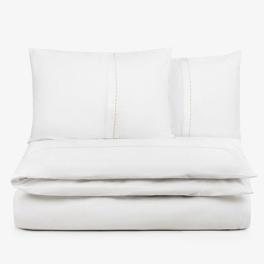 Lenjerie de pat din bumbac satinat PREMIUM CLASIC BEJ 3 piese