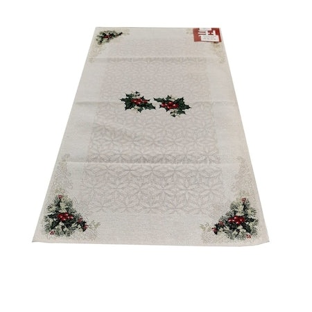 Napron Silver Christmas, pentru masa festivă de Crăciun și Anul Nou, bumbac, argintiu, dimensiuni 45 x 95 cm