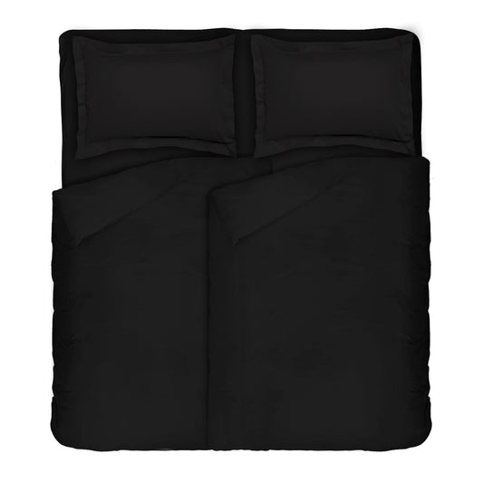 Lenjerie de pat de lux NEGRU 100% bumbac satinat 5 piese