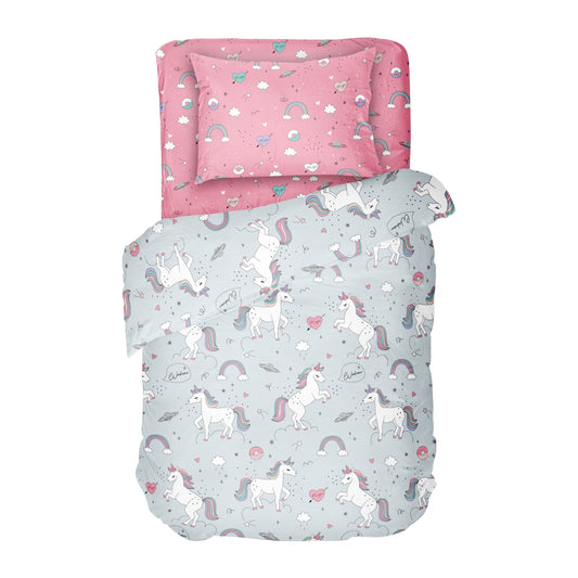 Lenjerie de pat pentru copii UNICORN  Bumbac Ranforce 100% 3 piese