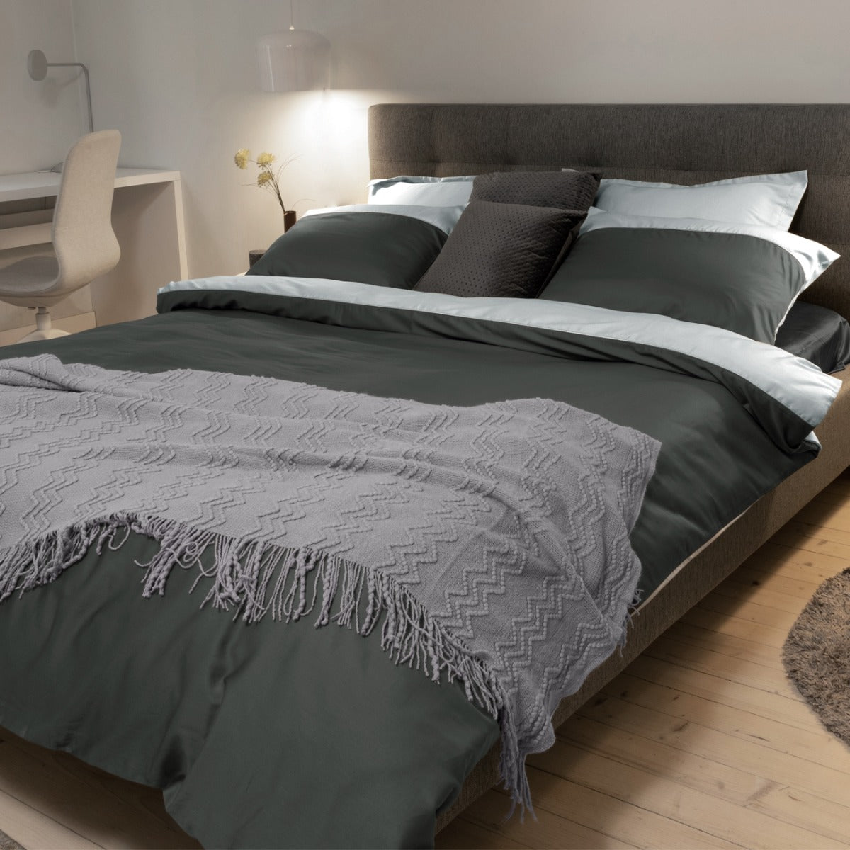 Lenjerie de pat de lux din bumbac satinat SATEEN SMOKY/SILVERY 2 piese