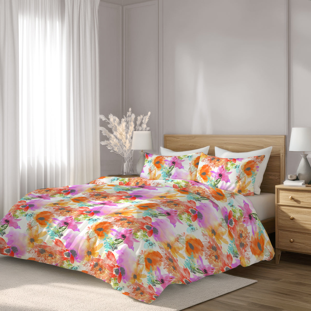 Lenjerie de pat dublu fara cearsaf de pat SUMMER 2, 100% bumbac ranforce, 3 piese