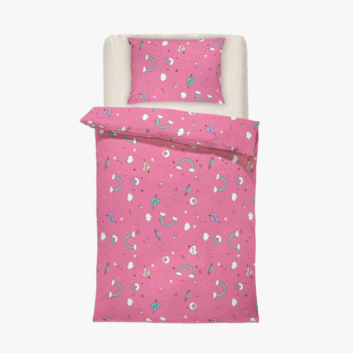 Lenjerie de pat pentru bebelusi UNICORN 2 Bumbac Ranforce 100% 3 piese