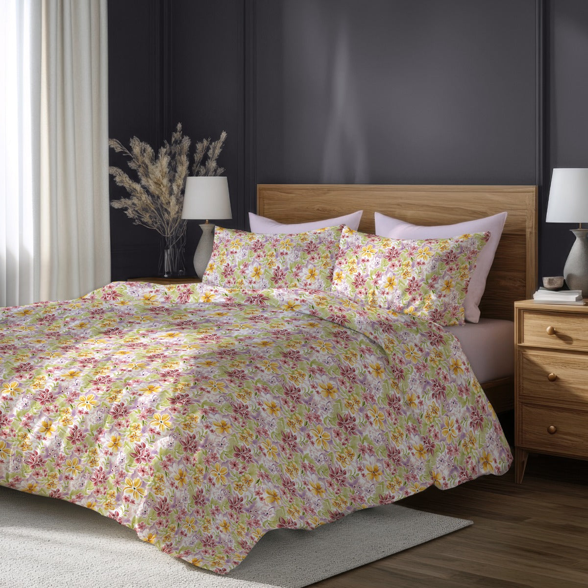 Lenjerie de pat fara cearsaf de pat VERANO 100% bumbac ranforce 3 piese