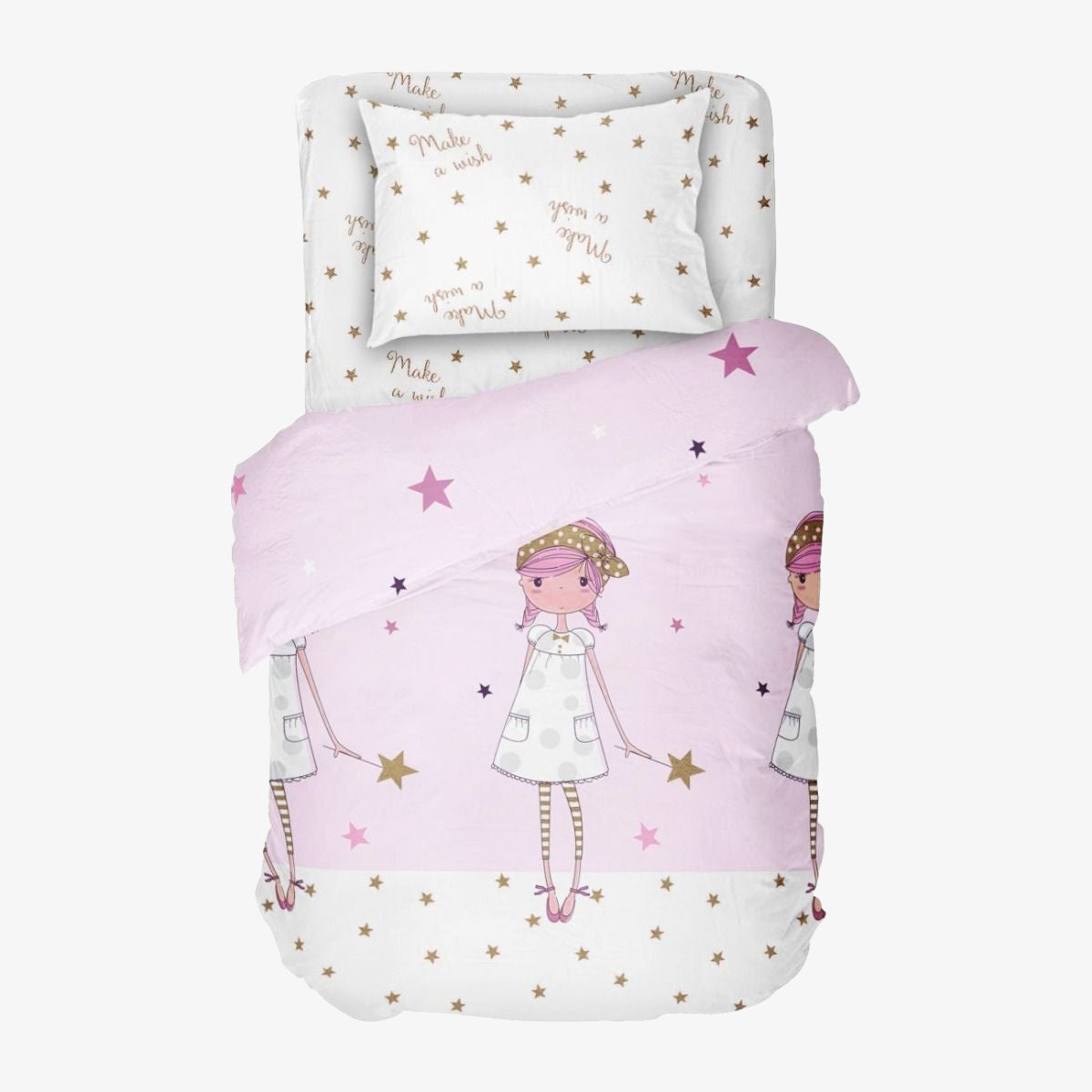 Lenjerie de pat pentru copii MAKE A WISH 100%  Bumbac Ranforce 3 piese