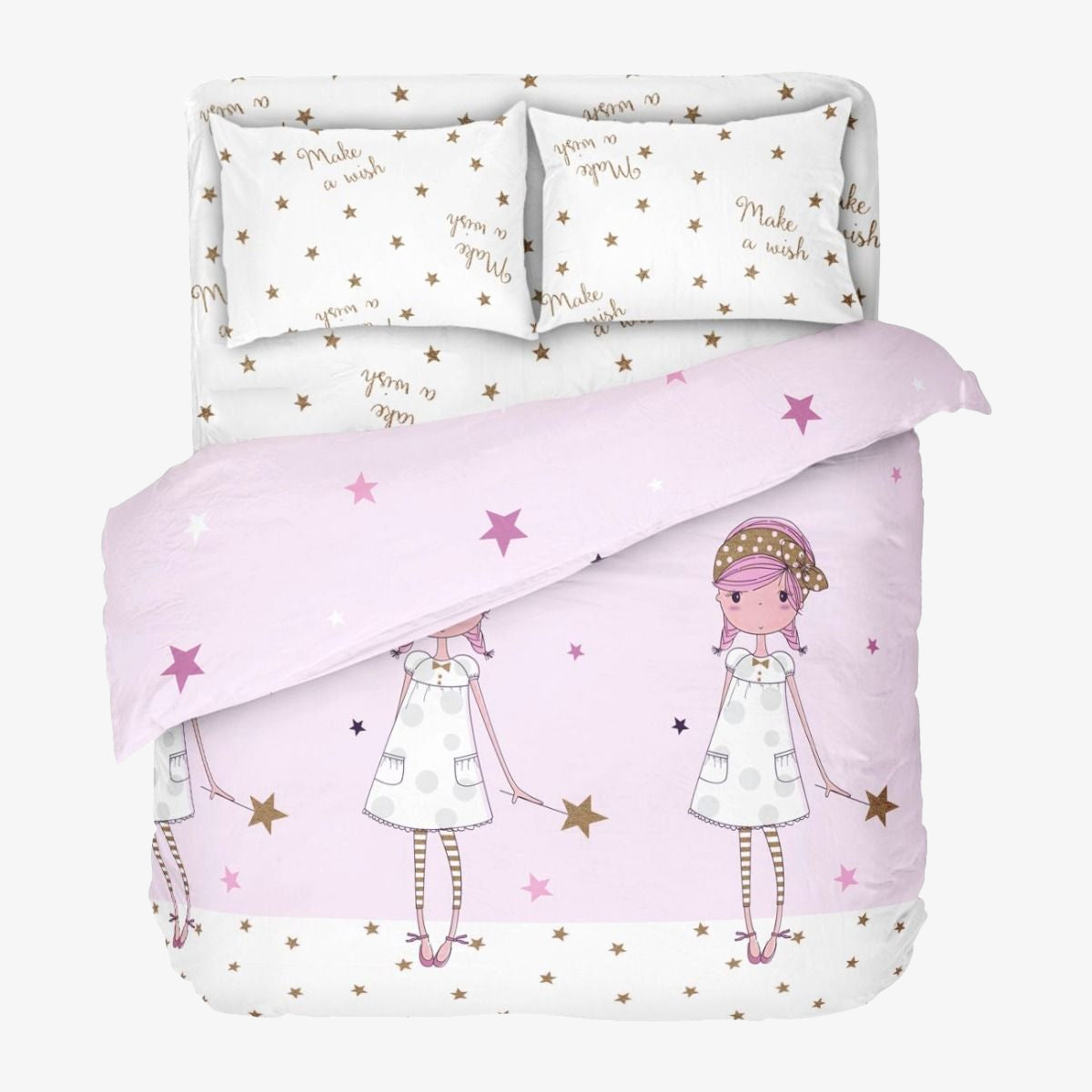 Lenjerie de pat pentru copii MAKE A WISH  Bumbac Ranforce 100% 4 piese
